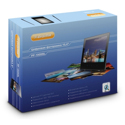 Цифровая фоторамка Digma TFT 10" PF-1005SL Ultra Slim Чёрный 2Gb 800x600 JPEG?GIF?BMP?MP3?WMA?DivX