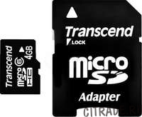 Карта памяти Transcend MicroSD 4Gb Class 6